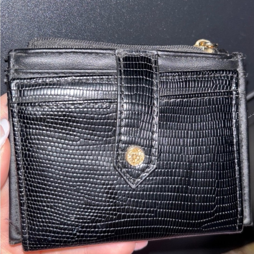 Black Textured Wallet with Gold Accent Anne Klein